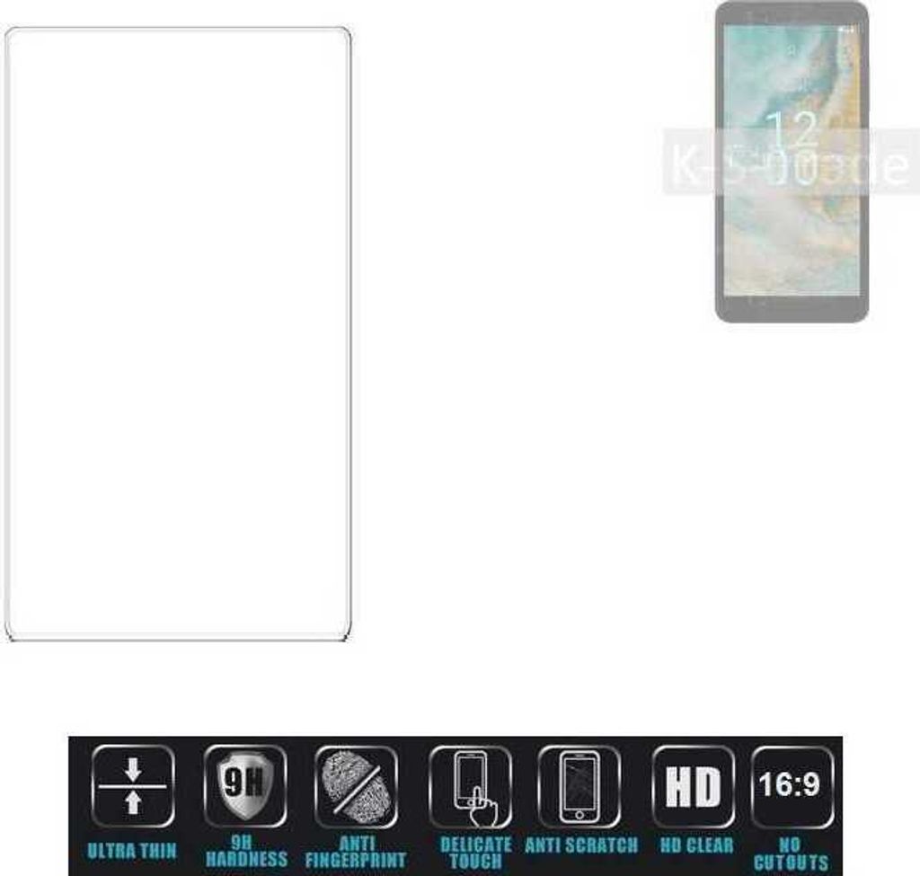 K-S-Trade Displayschutzglas kompatibel mit Nokia C02 Hartglas Schutzfolie Glasfolie 16:9 Format, bedeckt keine Seitenbereiche