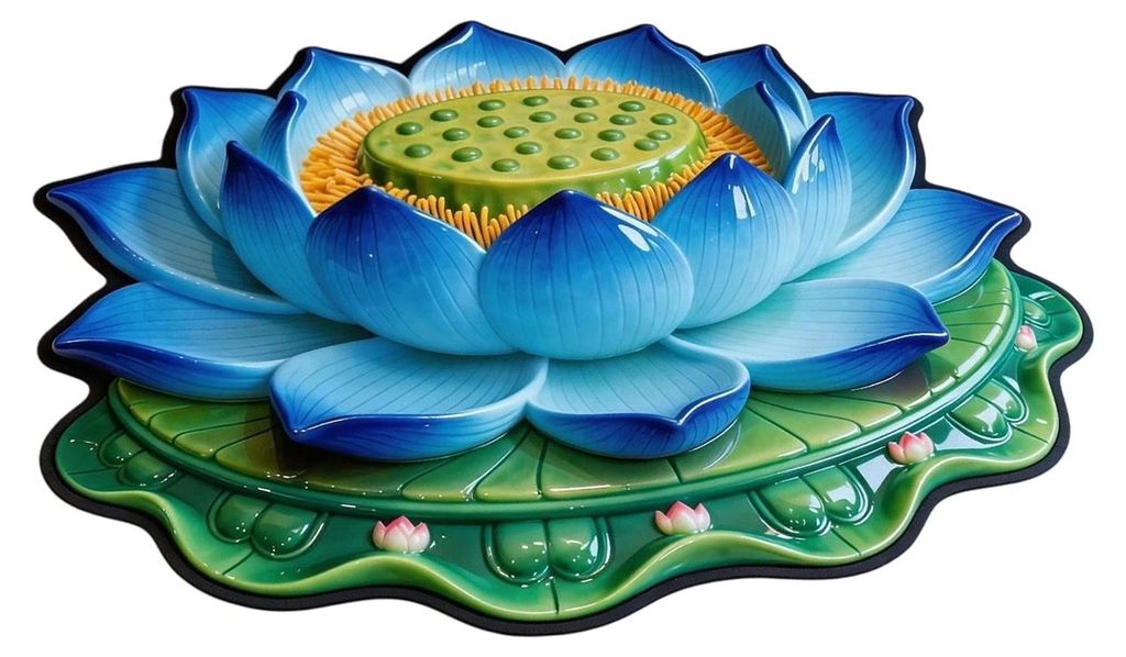 3D-Lotus-Fußmatte, realistische Blumenoptik, waschbar, rutschfest, für Wohnzimmer, Meditationsraum, Schlafzimmer – ideal als Dekoration.