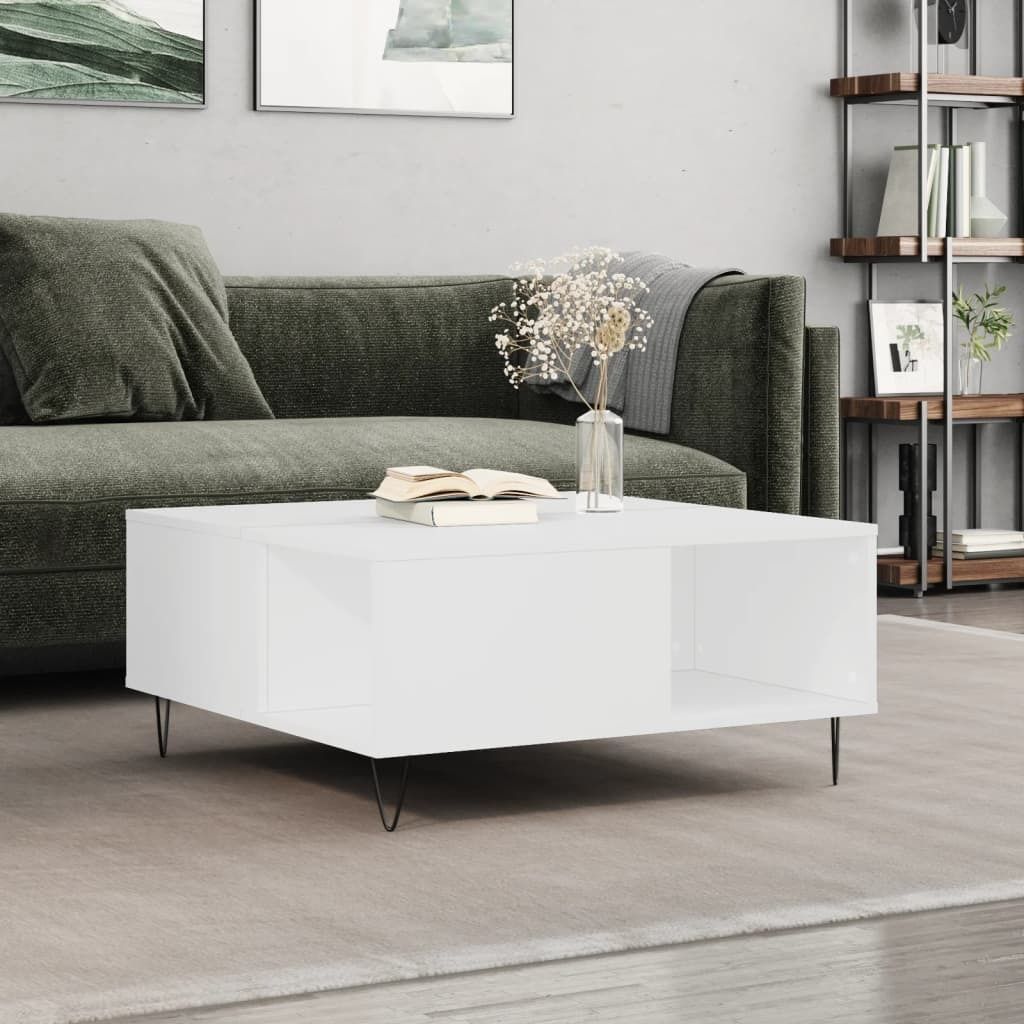 The Living Store Couchtisch Weiß 80x80x36,5 cm Holzwerkstoff