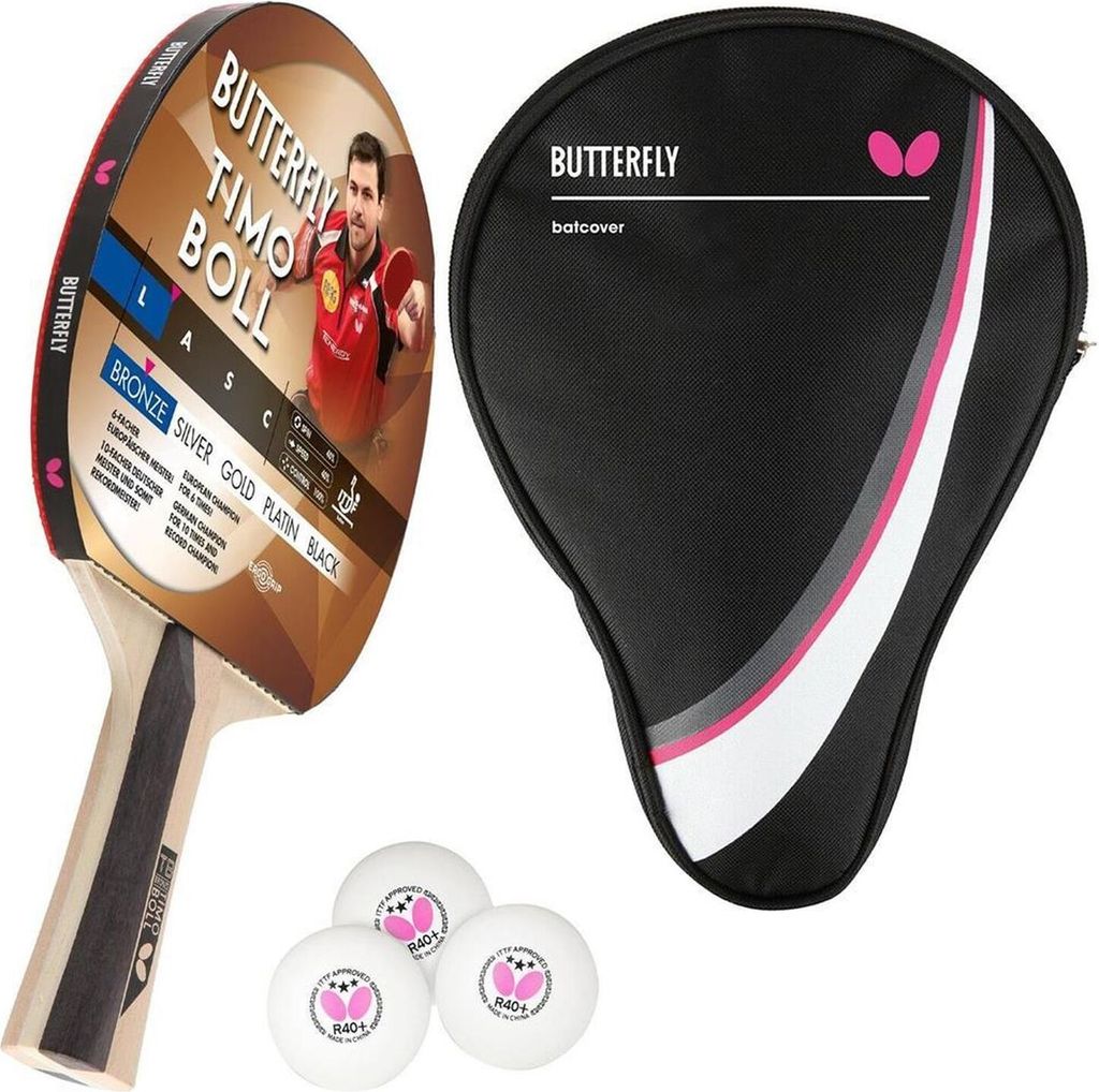 Butterfly 1x Timo Boll Bronze 85011 Tischtennisschläger + Tischtennishülle Drive Case + 3x 40+ 3*** Tischtennisbälle