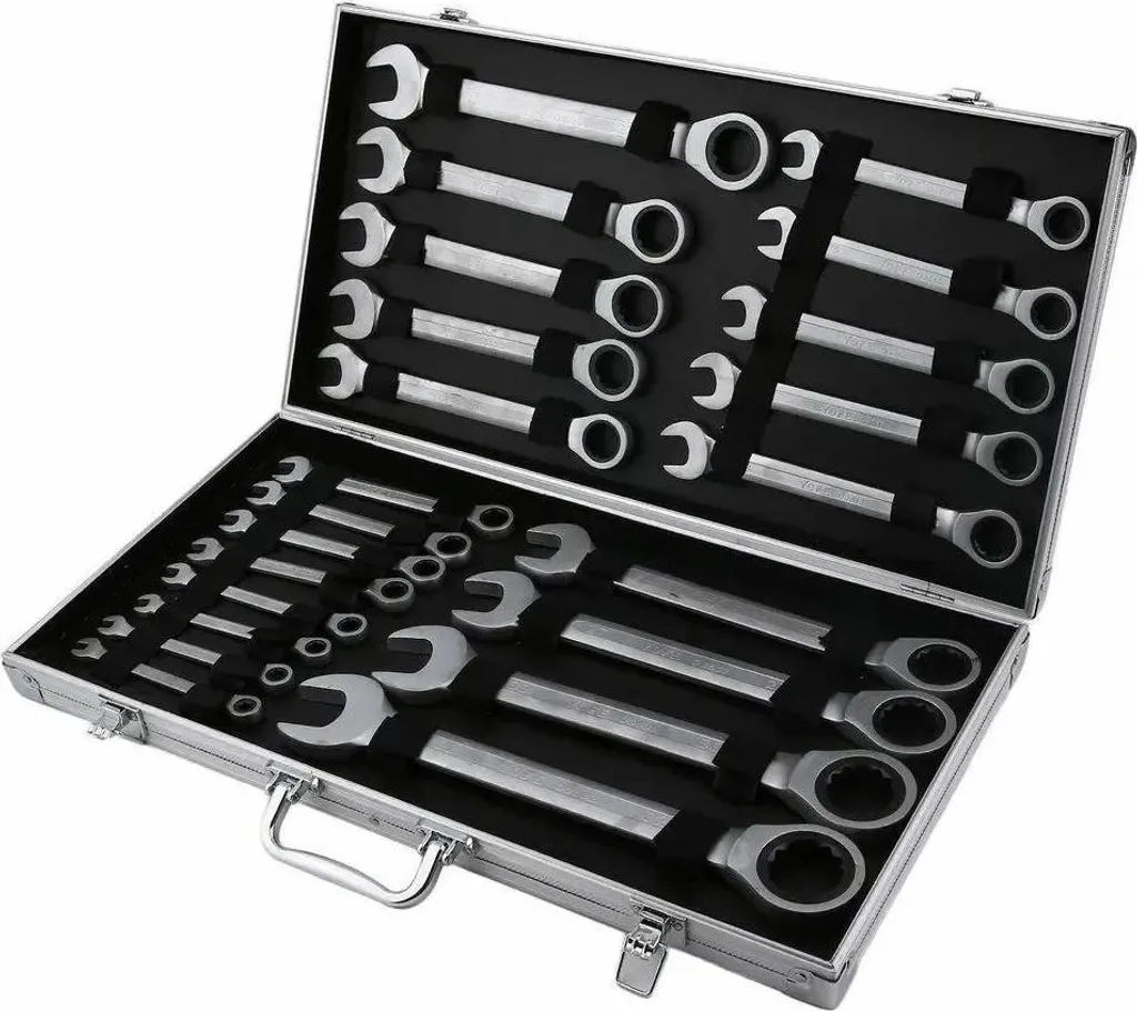 Jeu de 22 clés mixtes à cliquet 6-32 mm en acier chrome vanadium argent