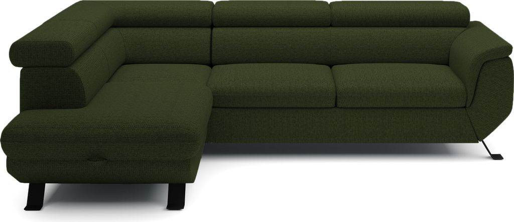 DomoHome ECKSOFA RAVEN L mit Schlaffunktion und Bettkasten, Freistehend, Polstersofa mit Verstellbaren Kopfstützen, 257x198x96 cm, Linke Seite, Fa...