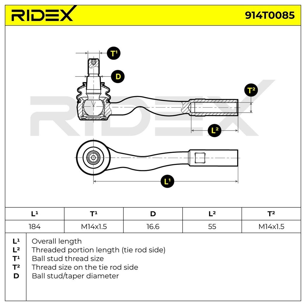 RIDEX Spurstangenkopf Spurstange passend für MERCEDES-BENZ E-Klasse Limousine (W211) Außen Links Vorne 914T0085