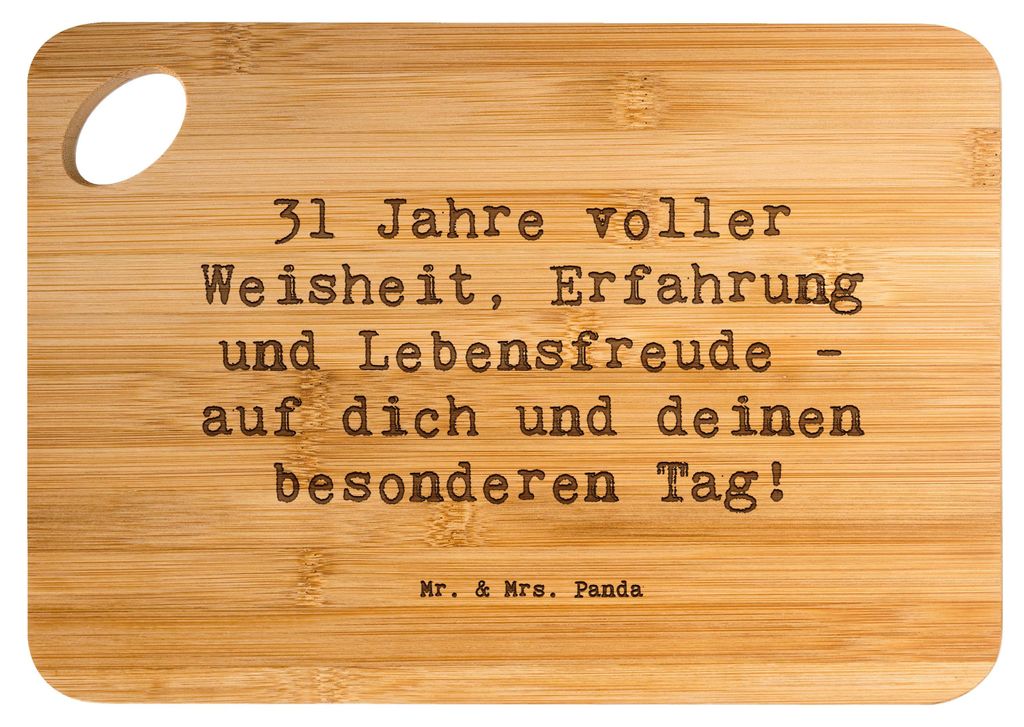 Mr. & Mrs. Panda Schneidebrett Spruch 31. Geburtstag Weisheit - Transparent - Geschenk, Freunde und Familie, charmante Deko-Artikel, Holzbrett, Hac...