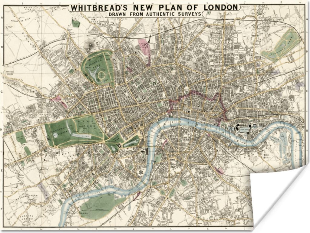 MuchoWow Poster Stadtplan - London - Vintage 160x120 cm - Foto Plakat