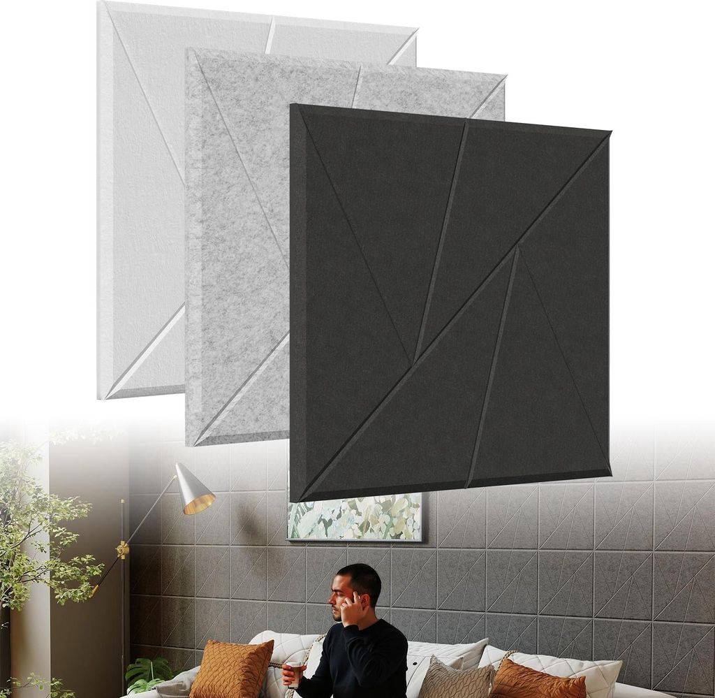 TWOLIIN 3D Akustikpaneele Selbstklebend, Schallschutz Schallabsorber Wandpaneele Schalldämmung Wandverkleidung für ruhige Räume, Akustische Beha...