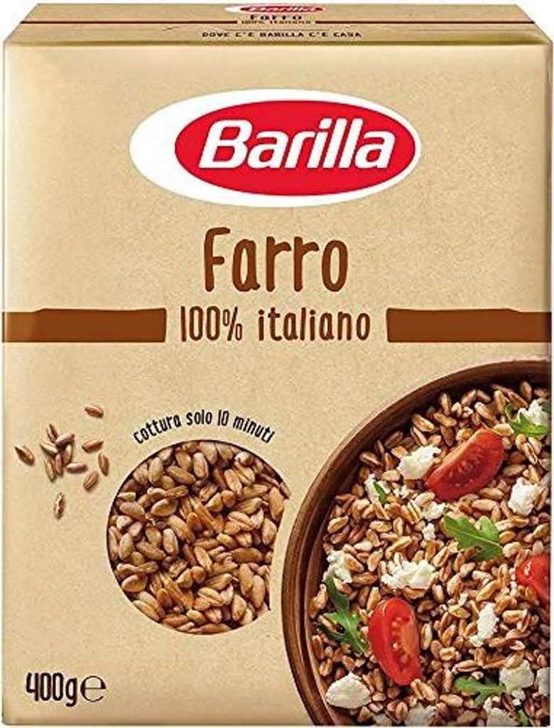 6x Barilla Farro 100% italienisch Dinkel Lecker, gesund und eine Quelle für Ballaststoffe Mittelmeerküche 400g