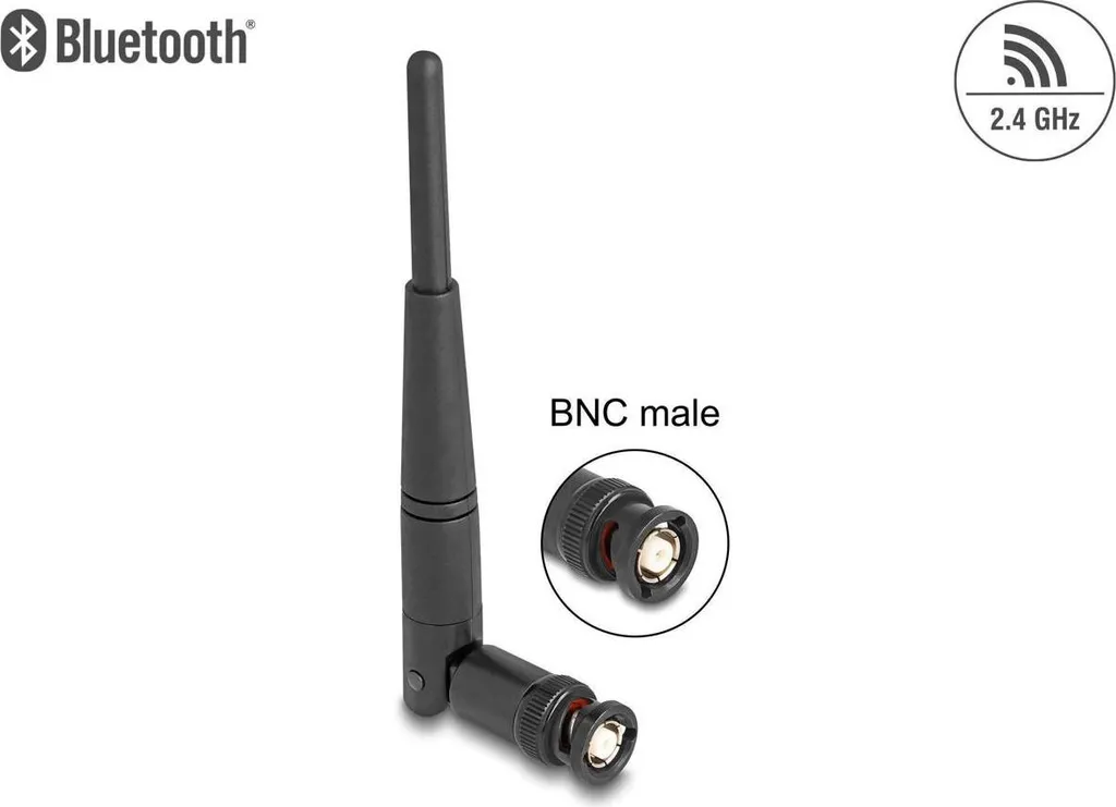 Antenne WiFi 2.4 GHz Delock 90737 BNC mâle 2 dBi omnidirectionnelle