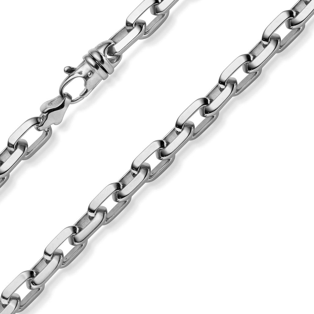 8,5mm Armband Ankerkette aus 585 Gold Weißgold massiv diamantiert 22cm Herren