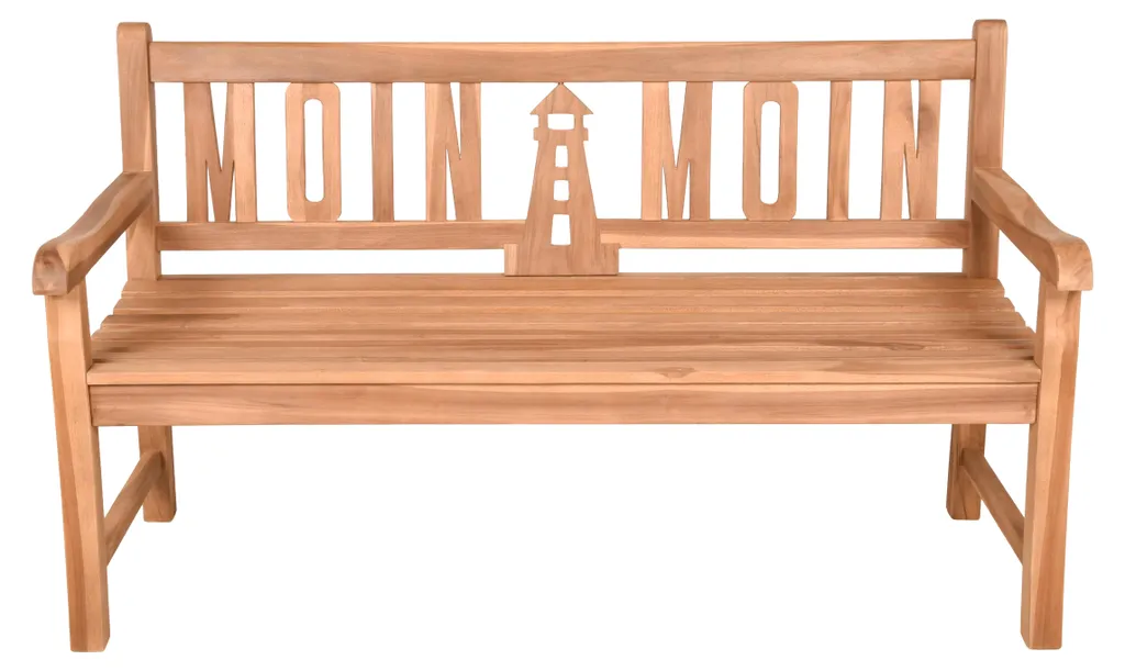 Banc de jardin en bois 150 cm 3 places en teck huilé motif phare