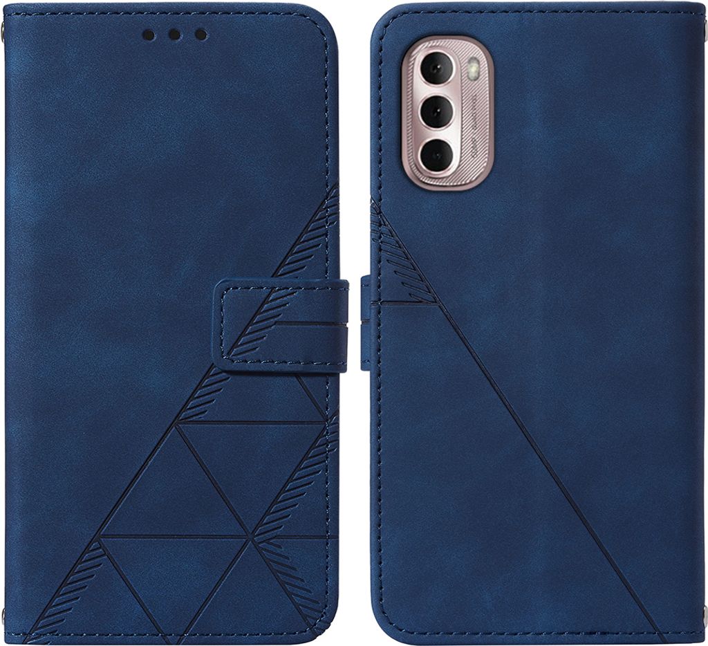 Moto G Stylus 4G 2022 Hülle, Schlank Prägung Flip Leder Kartenfächer Schutzhülle mit Ständer für Motorola Moto G Stylus 4G 2022 Blau