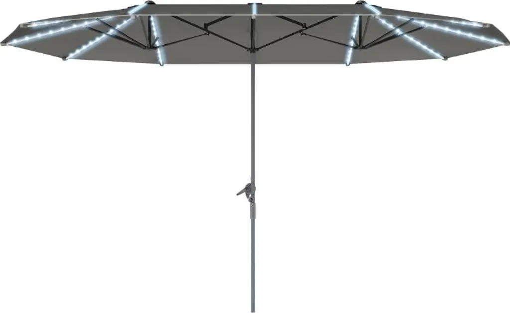 Parasol Double Résistant au Vent et UV 50+ avec Éclairage Solaire