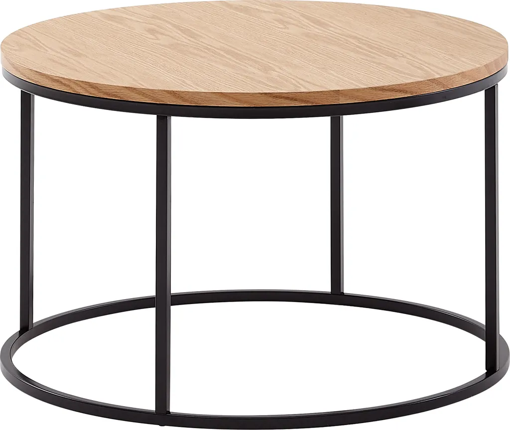 FineBuy Table basse ronde 70 cm en chêne et métal style scandinave