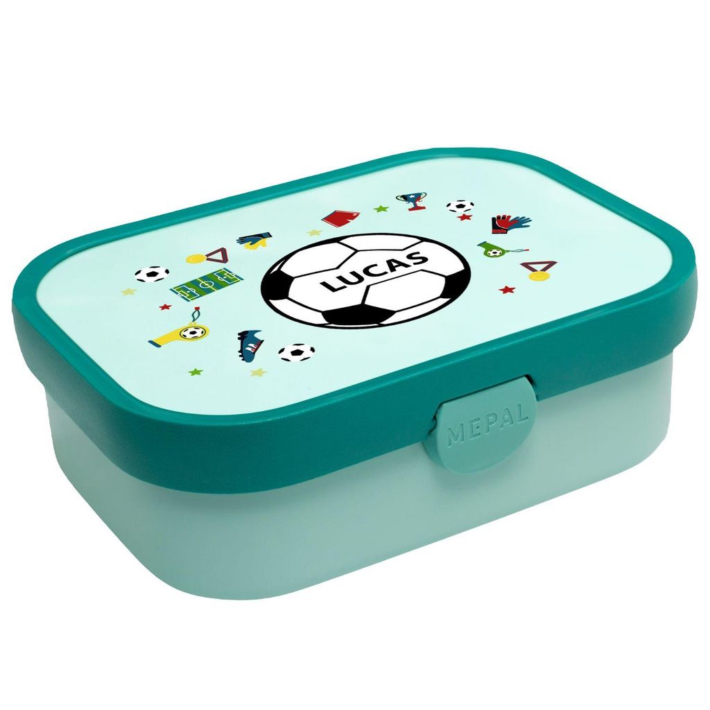 Personalisierte Brotdose mit Namen Football Große und praktische Brotdose für Kinder Wunderschöne Lunchbox für Mädchen und Jungen mit verschie...