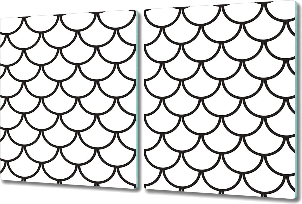 Glas Schneidebrett Herdabdeckplatten Schneideplatten - 2x 40x52 cm - Fischschuppen