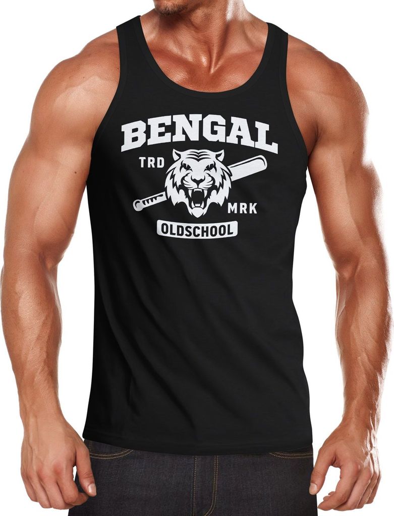 Herren Tank-Top Bengal Tiger Baseball Sport USA Muskelshirt Muscle Shirt Neverless schwarz 3XL