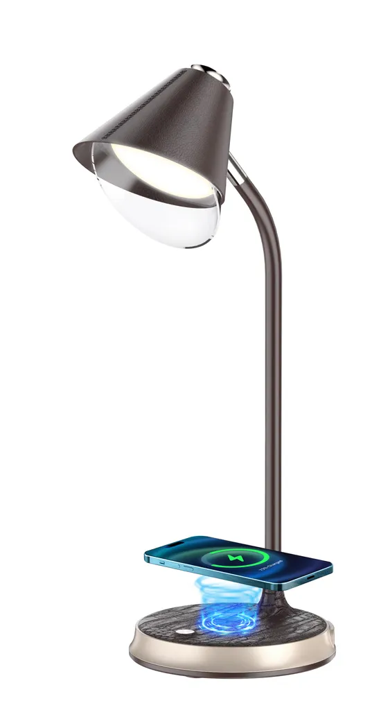 Lampe LED Design Marron et Or Immax FINCH avec Chargeur Smartphone Qi