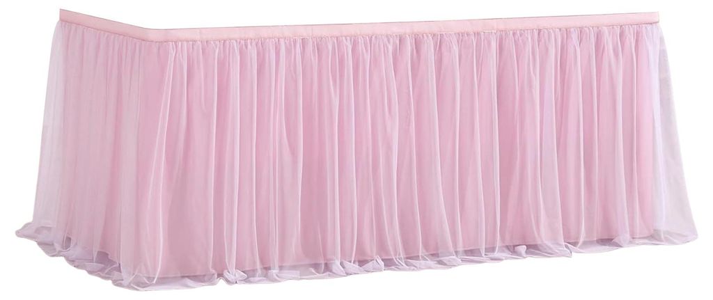 Tischrock aus Tüll für rechteckige Tische (120/180/270 cm), knitterfrei, wiederverwendbar, mit Tüllrock, für Hochzeiten, Brautpartys, Geburtsta...