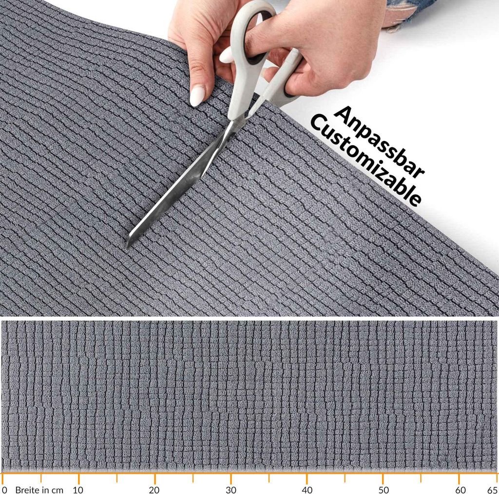 Flurläufer Premium Küchenläufer Teppichläufer Textil WILSON Grau Mosaik Robust Breite 67cm Länge 220cm