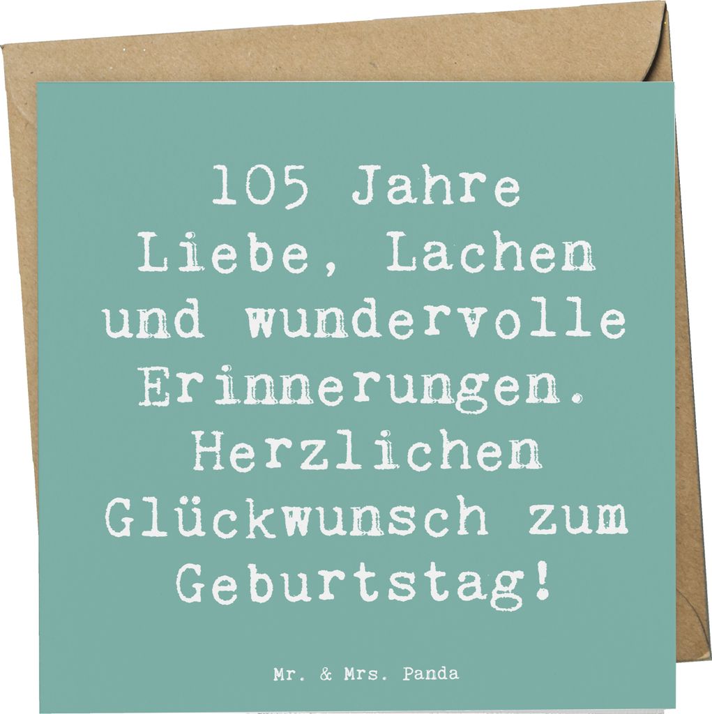 Mr. & Mrs. Panda Grußkarte Spruch 105. Geburtstag - Meeresbrise - Geschenk, Liebe, Meilenstein, anlasskarte, faltkarte, lange Lebensreise, Weishei...