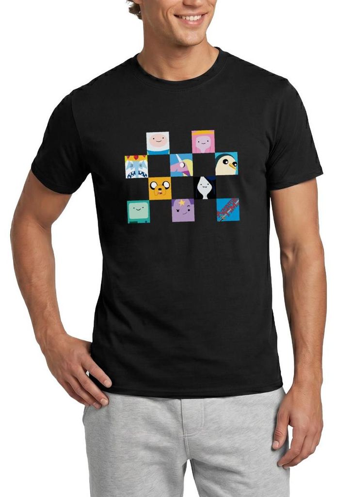 Spreadshirt Adventure Time Mit Finn Und Jake Charaktere Kachel Männer T-Shirt, 3XL, Schwarz