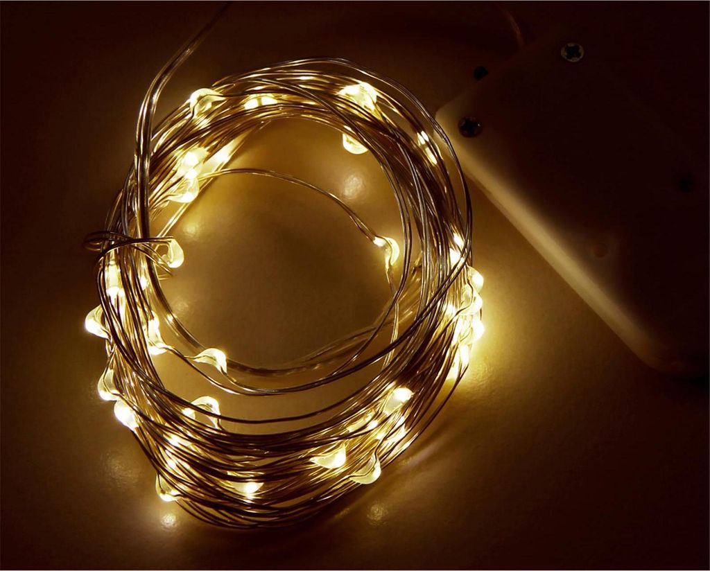 LED Draht-Lichterkette McShine ''Micro'' 50 LEDs, warmweiß, Produktbild 