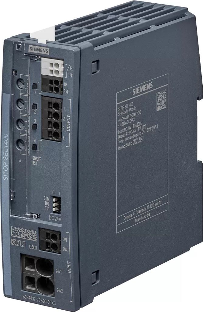 Siemens Selektivitätsmodul SITOP SEL1400, DC 24 V/4 x 2 ... 10 A mit Summenmeldekonta... 6EP44377EB003CX0