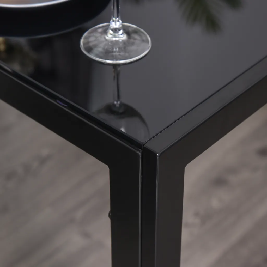 Table à manger 2 personnes HOMCOM ensemble moderne avec verre noir - 9