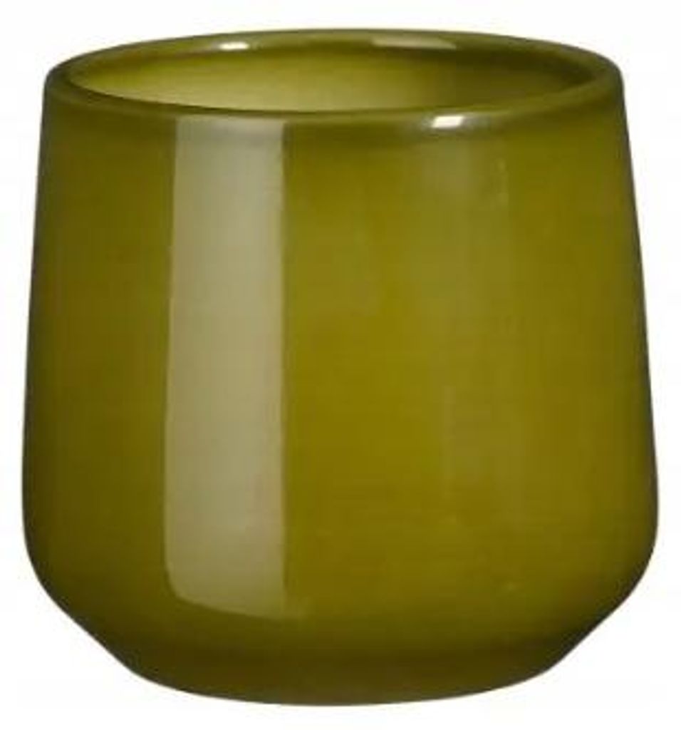 Keramik Blumentopf Übertopf Boho Grün/Oliv 15,5 cm Produktbild 