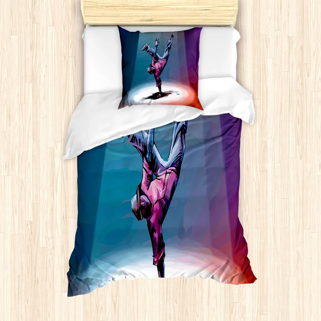 ABAKUHAUS Set copripiumino per lettini singoli, disegno di ballerina, antiacaro, adatto a chi soffre di allergie, con federa, 135 cm x 200 cm - 80 x 80 cm, multicolore