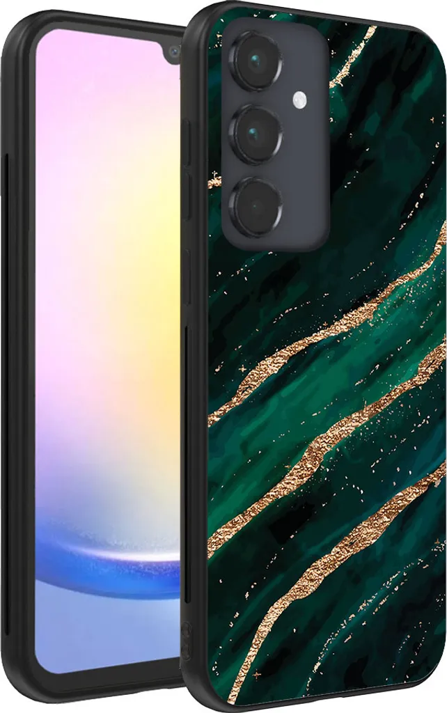 Samsung A25 Case Marble Green Gold - Cover TPU Estetica Moderna