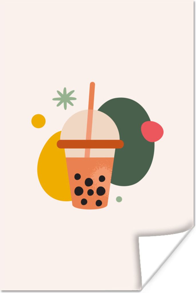 MuchoWow Poster Sommer - Farben - Bubble Tea 80x120 cm - Papierdruck