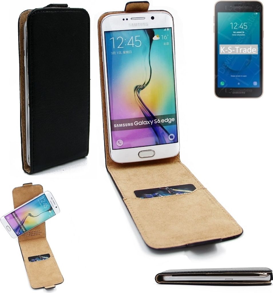 K-S-Trade Schutzhülle Handyhülle kompatibel mit Samsung Galaxy J2 Core 2020 Flipstyle 360° Smartphone Tasche, schwarz, Case Flip cover