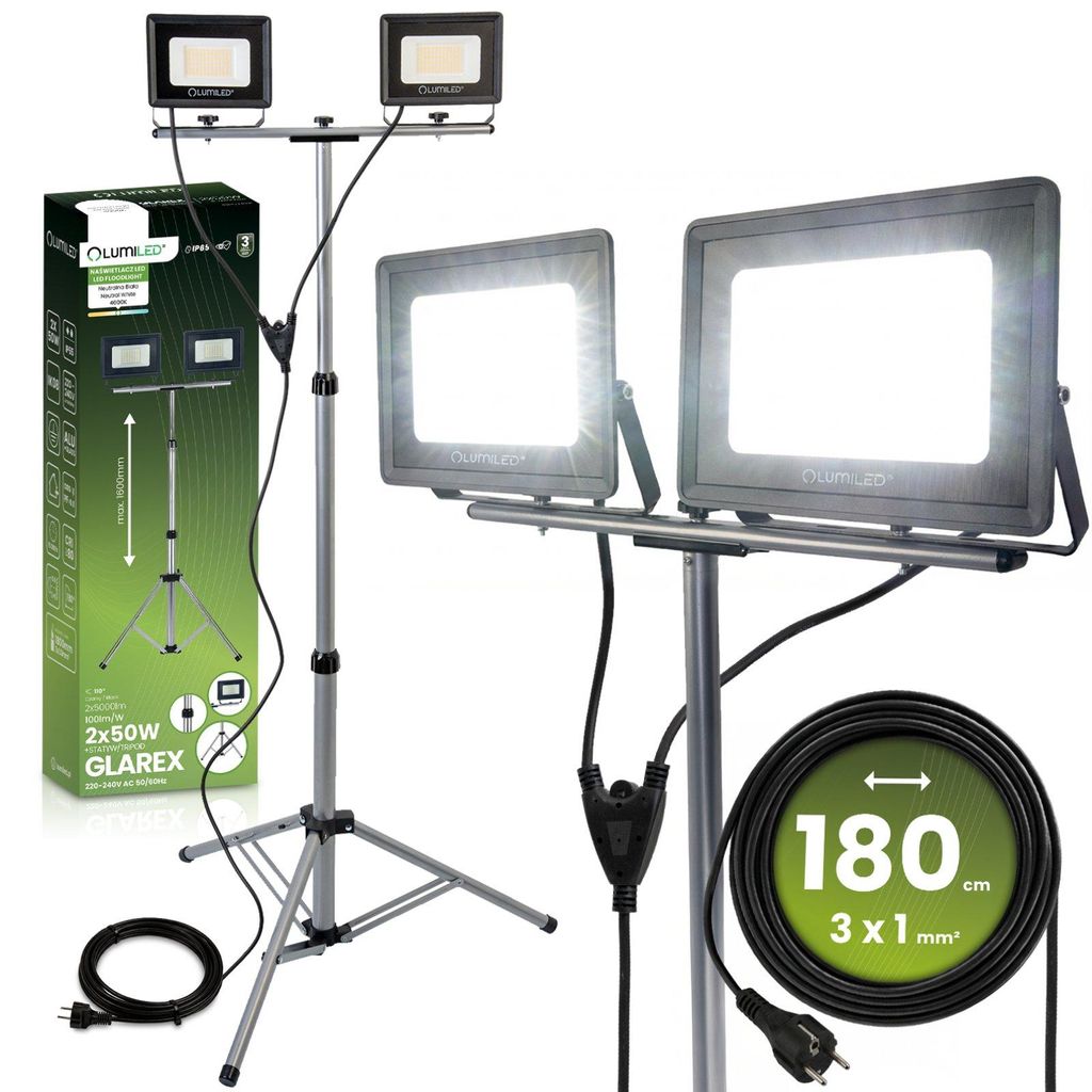 LUMILED Baustrahler LED mit Stativ 10000 lm Gesamtleistung Produktbild 