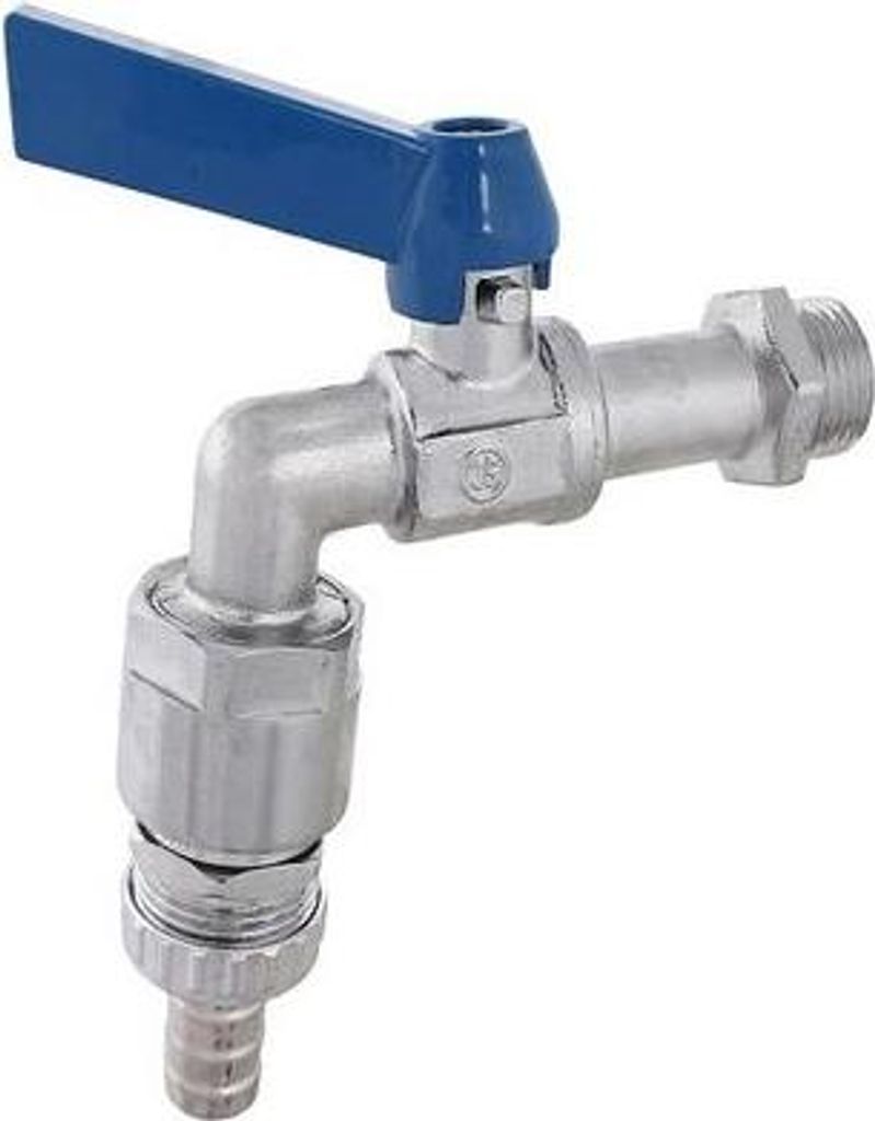 Js Kugel-Auslaufhahn,Schwer,Rb Dn15,1/2",Hebelgr.blau,Matt Chr.