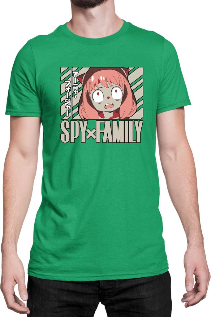 Herren T-Shirt Japan Anime Manga Family Anime X Manga Spy Fan Solo Anya, Man L / Grün