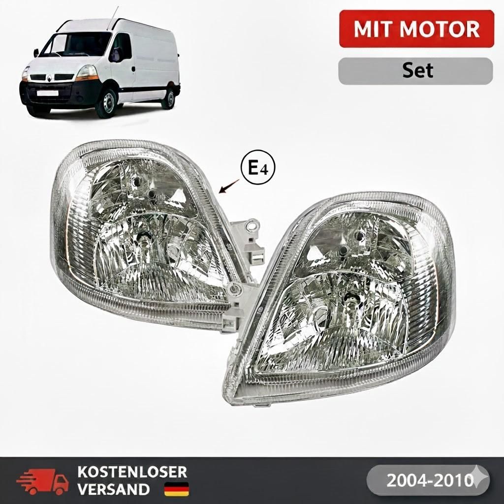 SET L+R Scheinwerfer Front passend für Nissan Interstar 2003-2010 mit Stellmotor