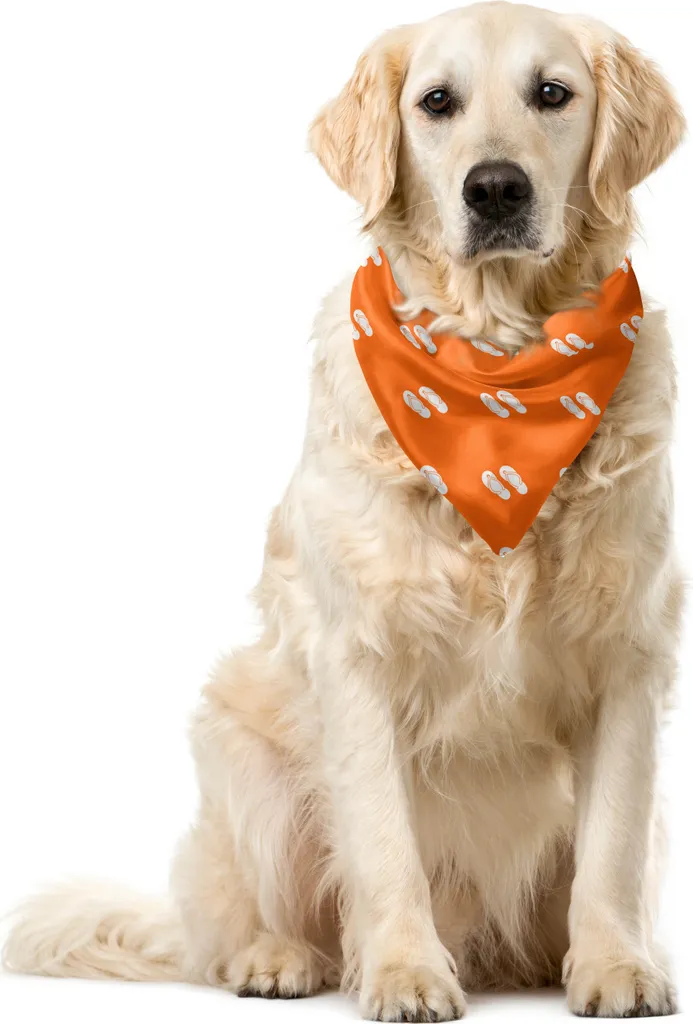 ABAKUHAUS Infradito Bandana per animali domestici, sandali Fiery Tone, 55x55 cm, arancione e bianco