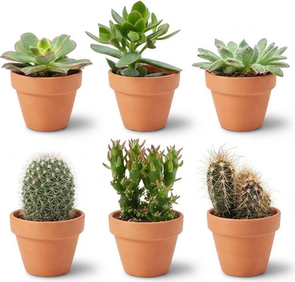Mini Kakteen & Sukkulenten Mix pflegeleicht Zimmerpflanzen 6 Pflanzen Ø8,1cm