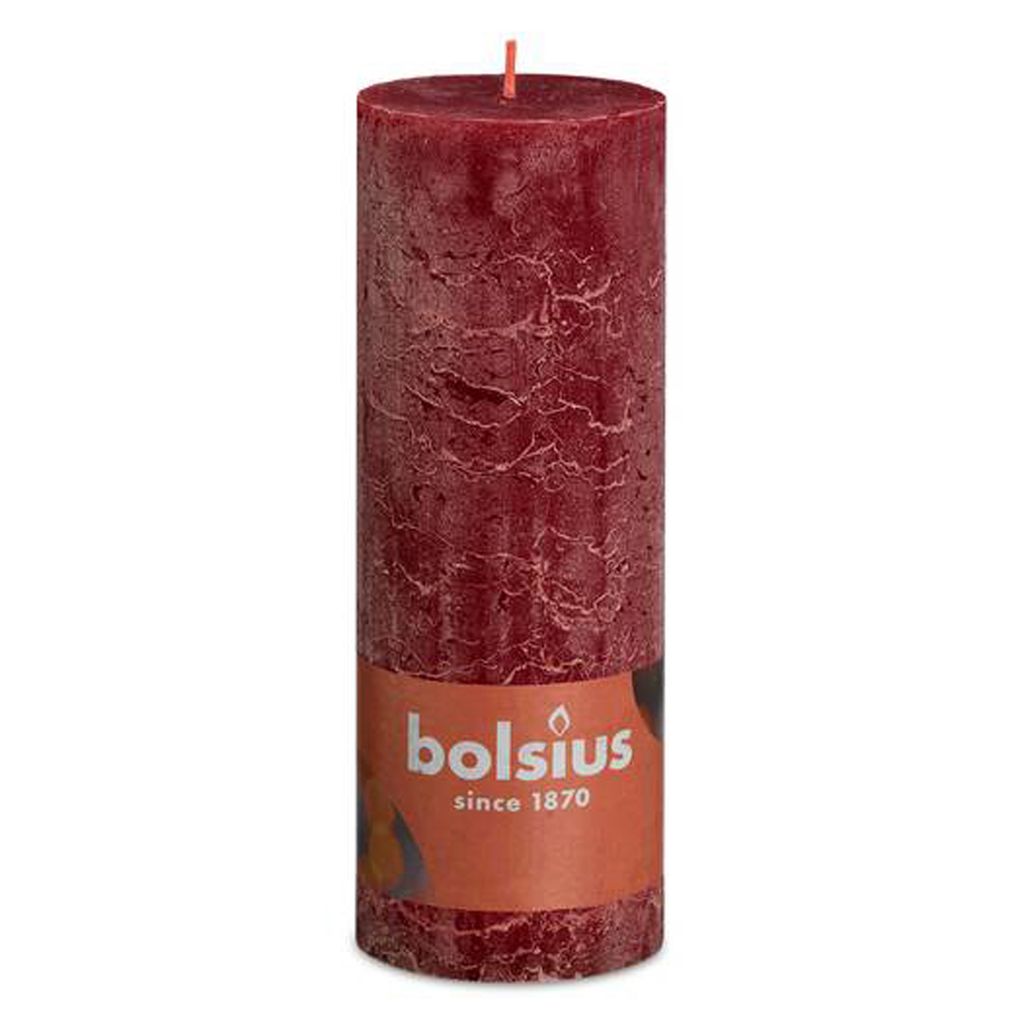 Bolsius Rustik Stumpenkerze Samtrot 190/68mm Produktbild 