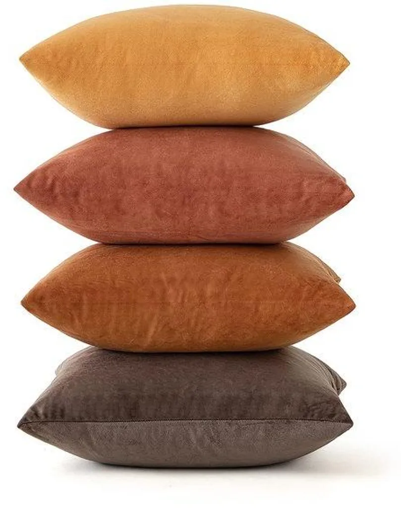Pack 4 Housses de Coussin Velours 45x45 Kaki pour Canapé et Fauteuil