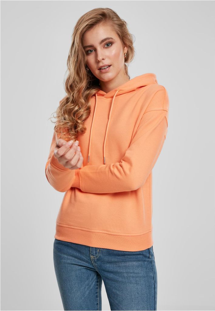 Urban Classics TB1524 | Damen Hoody Kapuzenpullover mit breiten Rippbündchen - Farbe: papaya - Größe: XL