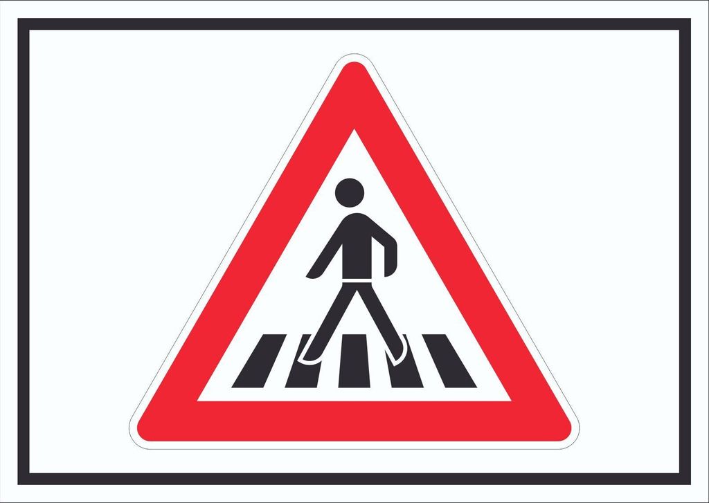 Schild Achtung Fußgängerüberweg Symbol A2 Rückseite selbstklebend