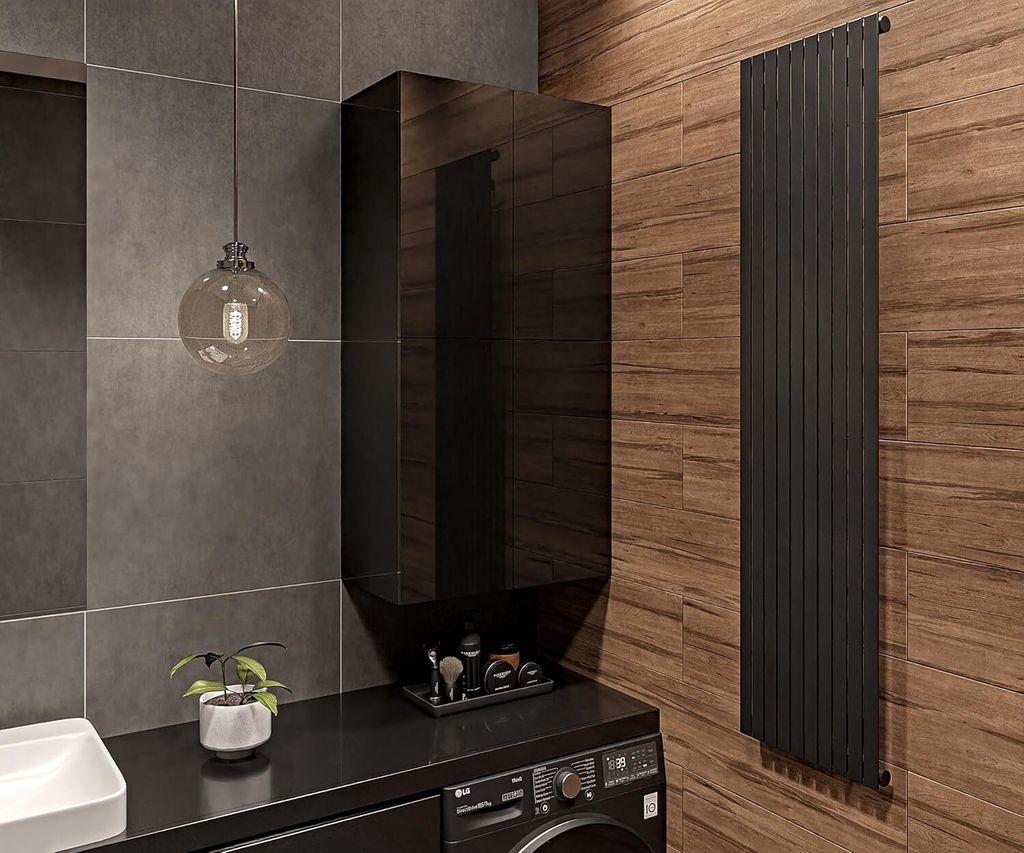 Badschrank Schwarz B: 60 cm H: 120 cm T: 34 cm Produktbild 