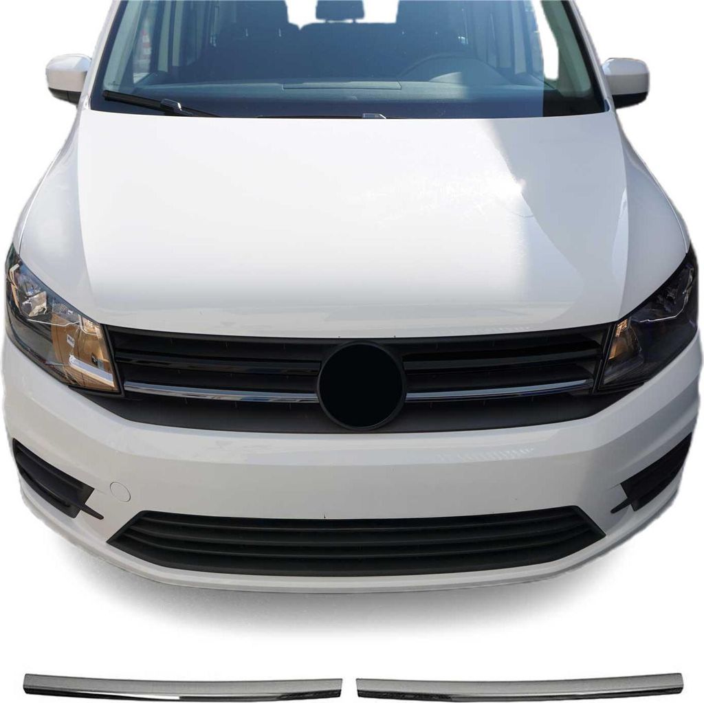 Kühlergrill Leisten Grillleisten für VW Caddy 2015-2020 Edelstahl Dunkel 2tlg