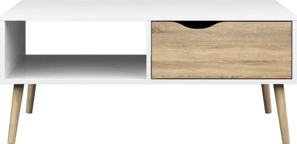 Tavolino da Salotto OSLO Bianco / Rovere | Tavolo TV Salvaspazio - 10