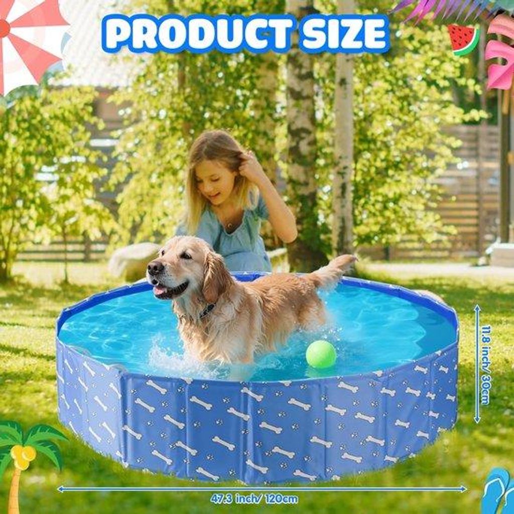 Portabeler, faltbarer Schwimmbecken für Hunde und Kinder, Sommerangebot, 120 x 30 cm