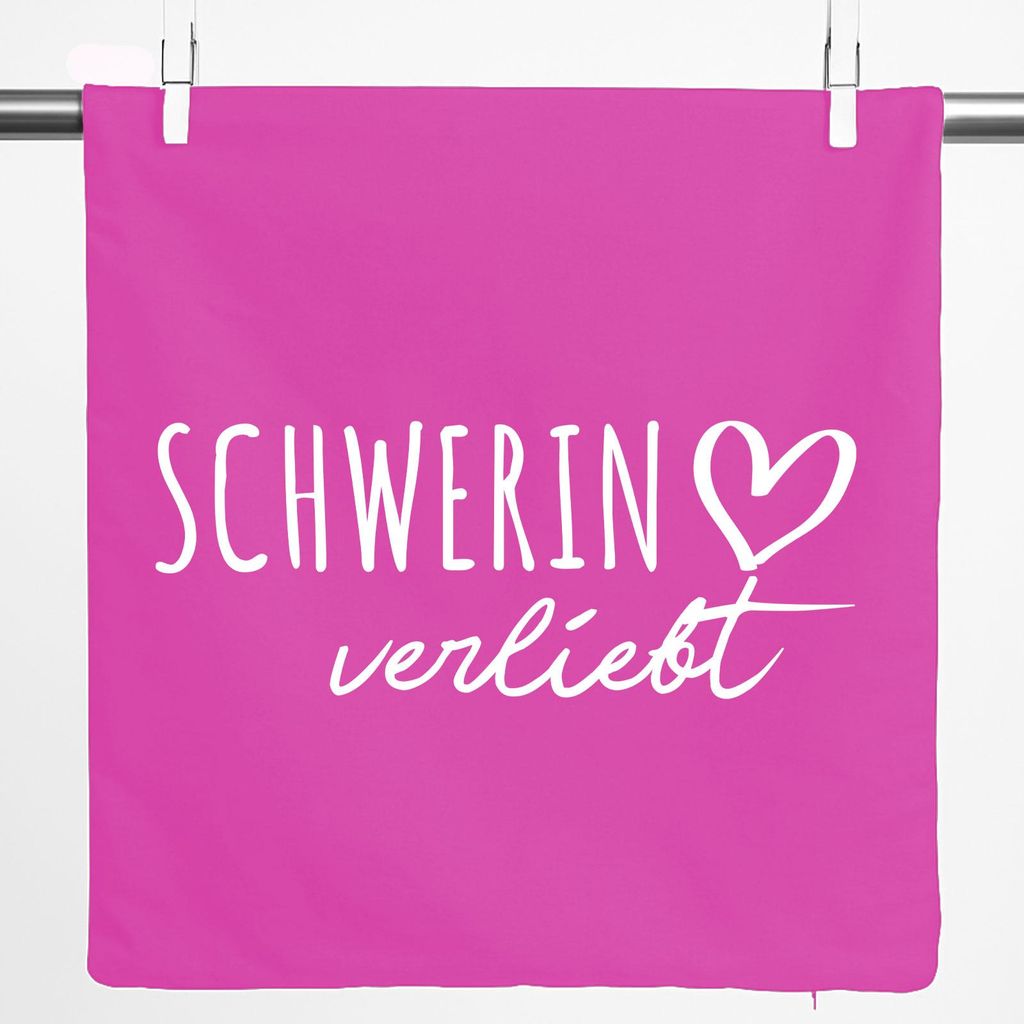 Huuraa Kissenbezug Schwerin verliebt 40x40cm Fuchsia Baumwolle Dekokissenbezug Geschenkidee