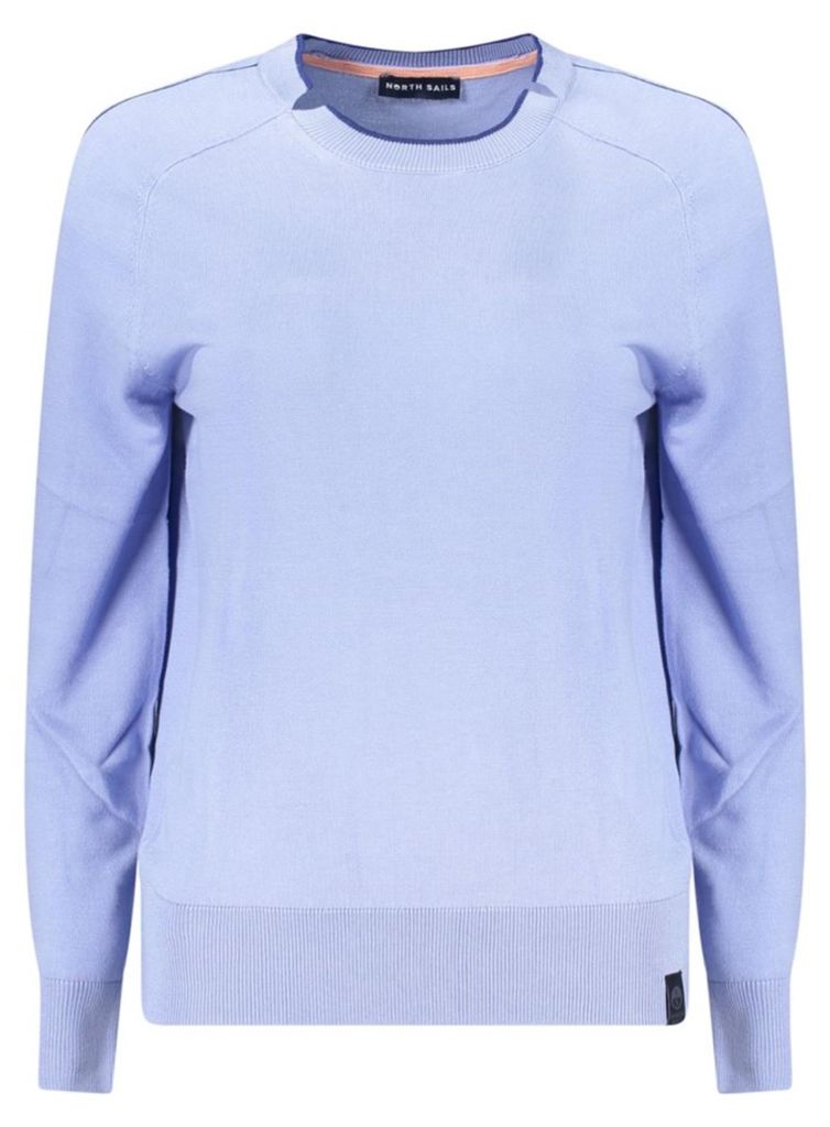 Damenpullover Blau mit Kontrastdetails – Nachhaltige Mode entdecken