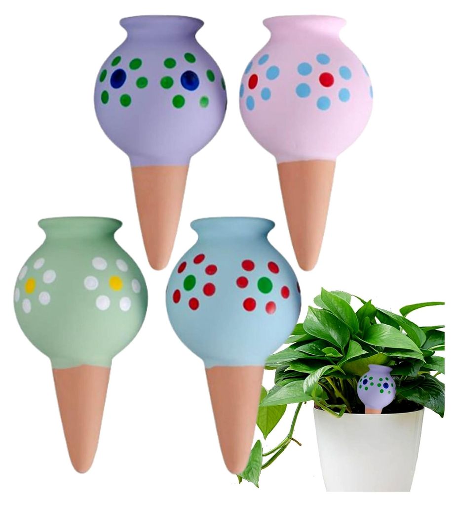Bewässerungskugeln für Zimmerpflanzen - Automatisches Bewässerungssystem mit 4 dekorativen Spikes für Blumentöpfe und Garten